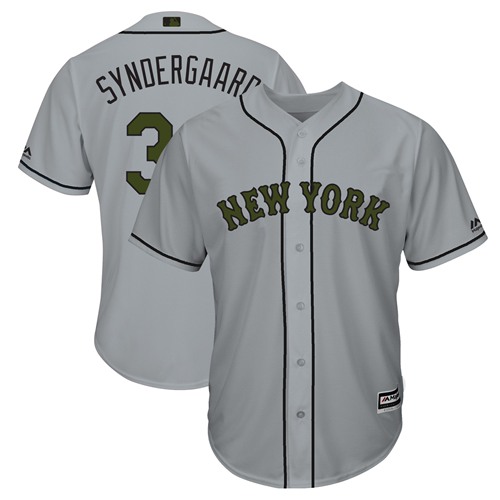 Mets #34 Noah Syndergaard Grey New Cool Base 2018 Memorial Day Stitched MLB Jersey - Click Image to Close